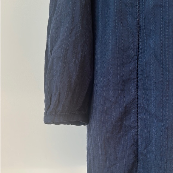 Blue Relaxed Ruched Tunic Blouse - Picture 4 of 12